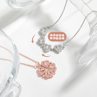 Hifive collier trèfle à quatre feuilles collier coeur pliant deux façons de porter collier plaqué or en acier inoxydable chaîne ras du cou