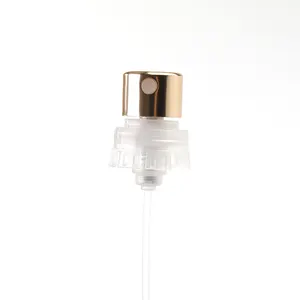 Invisible Tube Crimpless Perfume Spray Pump With Aluminum Collar And Caps 15mm Gold Perfume Atomizer
