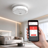 Alarm Asap Terhubung Aplikasi Wifi Tuya DC3V Baterai Lithium Dapat Diganti Detektor Asap Fotoelektrik UL217 untuk Pasar AS