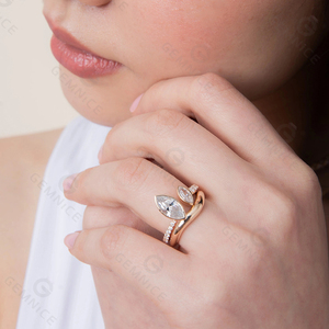 Gemnel Open Pave Round Band Bezel Set Diamond 925 Sterling Silver Round oval marquise <b>Stack</b> <b>Ring</b> Set - Product Image 2