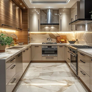 Armoire de <span class=keywords><strong>cuisine</strong></span> en acier inoxydable en forme de U haut de gamme, durable et robuste, résistante aux chocs, pour la zone de cuisson, zone de rangement - Product Image 1