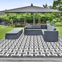 Tapis de jardin et de terrasse en peluche PP tissé double couche, anti-âge, personnalisable avec logo imprimé, pour camping-car, vente en gros pour fabricants