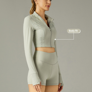 MIQI 2024 nouvelles femmes fermeture éclair en plein air course sport Yoga <span class=keywords><strong>manteau</strong></span> filles séchage rapide haut court Fitness à manches longues veste - Product Image 1