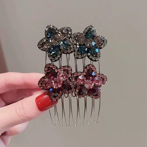 Pince à cheveux en strass faite à la main, peigne inversé pour coiffure, pince frontale, accessoire de tête, couronne, épingle à cheveux, pince à franges pour femme - Product Image 1