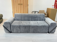 Einfach zu Verstauendes Konvertierbares Gepolstertes Breites Sofa in Hellbraunem Samt, Modernes Luxuriöses Klappbares Sofa mit Edelstahlgestell