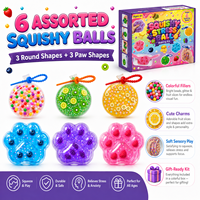 Groothandel DIY Squishy Stressbal Maakset 6 Ballen Poot Ronde Vorm Slime Kit OEM Aangepaste Kleurdoos Privélabel