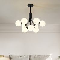 Nordique salon boule plafond pendentif lumière salle à manger chambre G9 boule ronde lustre en verre blanc