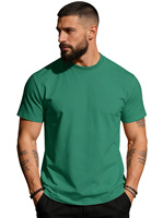 Kaos Pria Musim Panas Warna Solid Kerah Bulat Katun Murni Kasual Sporty Hug-Fit Rajutan 200g Lengan Pendek Desain Polos Elastisitas Tinggi