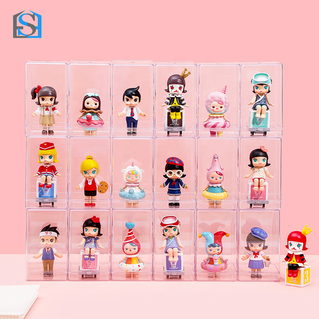 Factory Direct Custom Plastic Pop Mart Blind Box Storage Display Case with Clear Door and Dust Proof Lid Collectibles Organizer