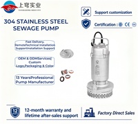 Pompe submersible 2HP en acier inoxydable SS316, haute pression, haut débit, anti-colmatage, pour boues et applications chimiques industrielles, pour canalisations d'égouts, OEM