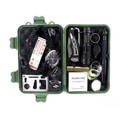 Großhandel Camping-und Wander produkte Outdoor Survival Kit Tool Multifunktion aler Feld überlebens kompass Erste-Hilfe-Kit Tools-Set