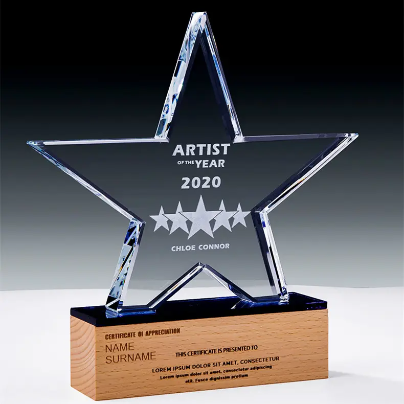 Pentagram Trophy Crystal Trophy Custom Creative Trophy Company Employee Honor Competition Souvenir