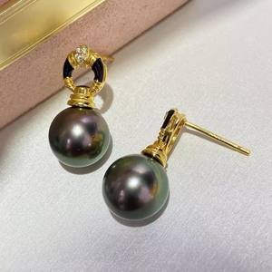 DIY Pearl Accessories S925 Silver Earnail Empty <b>Tray</b> with 9-12mm Round Beads for Fashion Silver <b>Jewelry</b> Earrings - Product Image 4