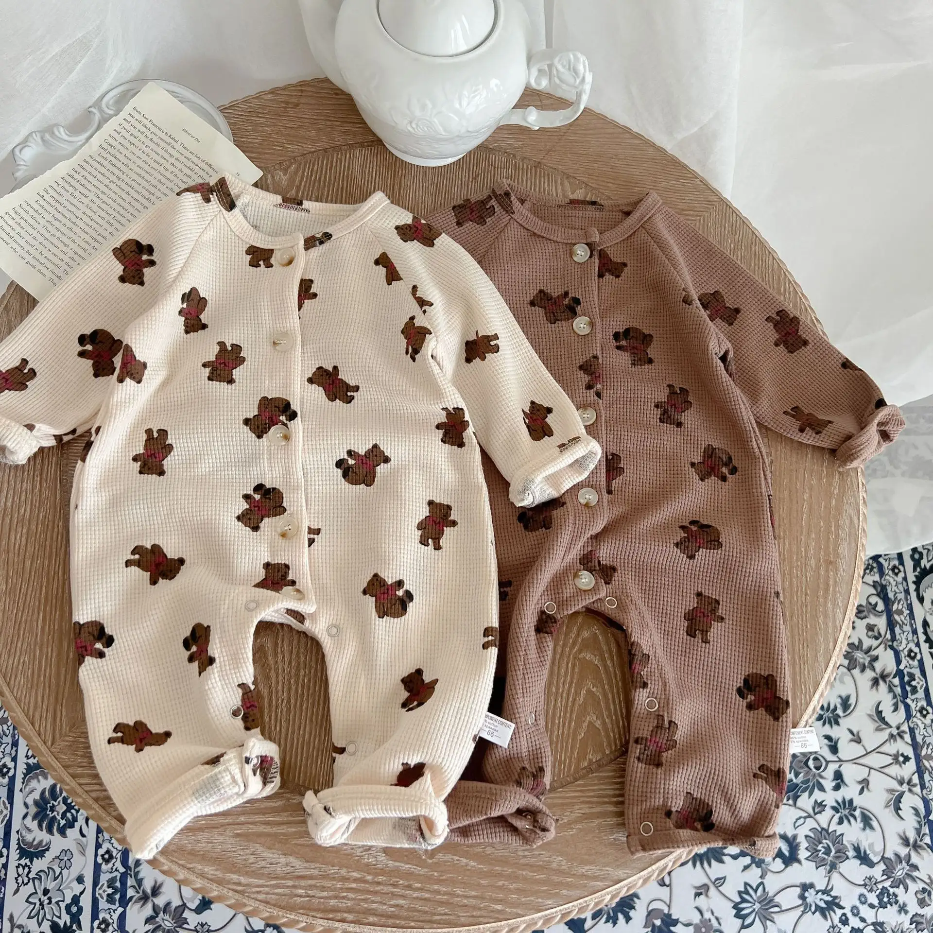Baby Clothes Solid Color Baby Autumn Long Sleeve Rompers
