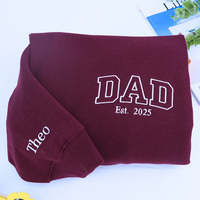 Sweat à capuche unisexe respirant personnalisé pour papa avec nom de enfant brodé, motif uni, en jersey, idéal pour l'hiver