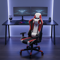 Fauteuil de Gamer en Cuir Furgle RGB LED, Style Exécutif, Chaise de Bureau Gaming avec Massage, Relevage à Gaz 3 Positions, Accoudoirs 2D, Livraison Gratuite