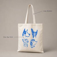 Sac fourre-tout en toile Sherwin Blue à imprimé chien de dessin animé, sac à bandoulière long décontracté pour femme, idéal pour la plage ou comme cadeau