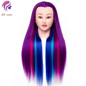 Maniquí de entrenamiento femenino hermoso de pelo largo multicolor para cortar el pelo trenzado muñeca de estilo para peluquería - Product Image 2