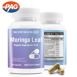 Suplemen Label pribadi dukungan Herbal dan kaya sumber Phytonutrients organik <span class=keywords><strong>Moringa</strong></span> daun kekuatan ekstra 560Mg kapsul - Product Image 2