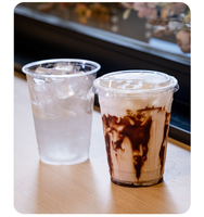 Gobelets en plastique à paroi simple personnalisables avec logo, transparents en PET, 280, 380, 480 ml, pour boissons, café glacé, milkshake, granita, avec couvercles et pailles