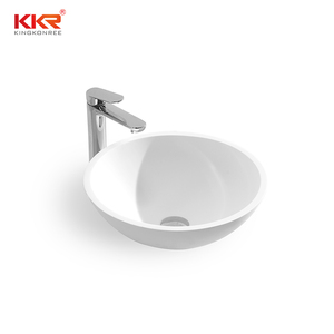 Lavabo Redondo de Piedra de Superficie Sólida de Lujo para Baño - Product Image 5