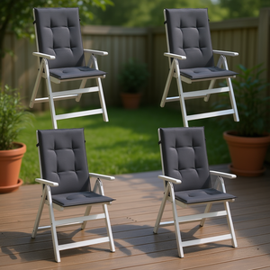 Set di 4 Cuscini per Sedie con Schienale Alto 47.2x19.7x1.6 Pollici, Tessuto Mélange Antracite, Imbottitura in Schiuma, per Uso Esterno - Product Image 2