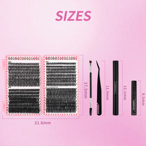 Kit DIY pour cils faits main, 32 rangées, 30-50 pièces, 640 bouquets au total, style mixte coréen, fibre PBT, colle et outils inclus - Product Image 4