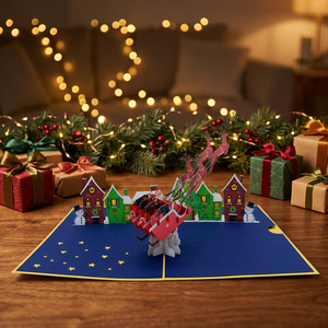 Carte pop-up 3D Père Noël, artisanat en papier découpé au laser pour Noël, cadeaux artisanaux au design personnalisé, meilleures ventes au Vietnam, Viet-craft - Product Image 3