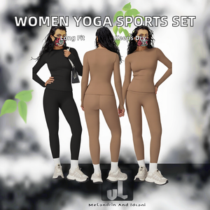 Conjunto Deportivo de Yoga para Mujer, 2 Piezas, Sólido, para Gimnasio, Fitness, Running, Entrenamiento, Manga Larga, Cintura Elástica, Absorbe el Sudor - Product Image 2