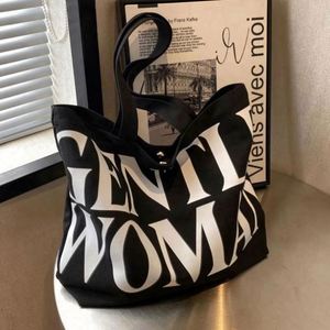 Large Capacity Letter Lady Canvas <b>Tote</b> <b>Bag</b> Spring Summer New Popular All Seasons Fashion Single Shoulder Hand-Held Shopping - Product Image 1