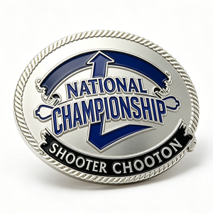 Hebilla de Cinturón Personalizada de Campeón Estatal, de Aleación de Zinc Plateada con Esmalte Suave, Conmemorativa del Campeonato Nacional y de Graduación - Product Image 2