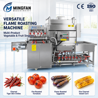 Machine à rôtir les légumes à flamme continue double face, machine à rôtir les piments et les poivrons avec bande transporteuse en acier inoxydable