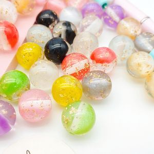 51138 Großhandel Clear Shinny 16mm runde glas ähnliche Lampwork Goldfolie gefüllt lose Perlen Harz DIY Perlen für Schmuck Stift herstellung - Product Image 1