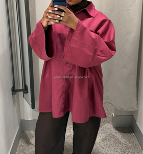 Camicetta Elegante e Casual Willson di Alta Qualità, Semplice e Larga, a Maniche Lunghe per Donne Musulmane, Camicia <span class=keywords><strong>Oversize</strong></span> Estiva Traspirante in Cotone - Product Image 3