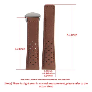 Bracelet de montre en daim vintage Lionorm avec fermoir déployant 20mm 22mm 24mm, bracelets de montre en cuir pour <span class=keywords><strong>TAG</strong></span>-Heuer <span class=keywords><strong>Carrera</strong></span>, respirant et luxueux - Product Image 3
