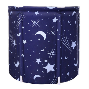 Portable Unisex Foldable Bathtub Soaking Bath Tub Freestanding Bathtub Blue PVC Plastic Bathing Tub for Shower