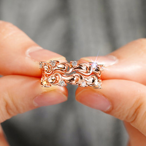 Bague élégante pour femme, ligne ondulée, zircon incrusté, style princesse, tendance - Product Image 2