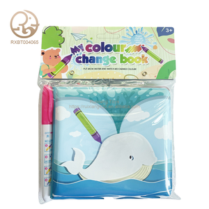 Libro de tela educativo inspirado en el <span class=keywords><strong>acuario</strong></span>, baño de bebé, juguete de prensa de animales marinos mágicos impermeables, sonido que cambia de Color pegado suave - Product Image 1