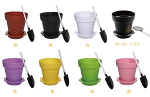 Gobelets à dessert en <span class=keywords><strong>plastique</strong></span> PP de haute qualité 5,8 oz/170 ml avec couvercles et cuillères, design mini-pot de fleurs <span class=keywords><strong>personnalisé</strong></span>, écologiques, non toxiques, pour crème glacée - Product Image 4