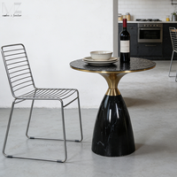 Tables basses de luxe, meubles de salon nordiques, table d'appoint ronde moderne en métal noir et verre doré