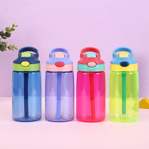 480ml/16oz BPA Free Tritan Water Bottle with Straw Plastic Drinking Water Bottle for Kids portable Plastic water bottle