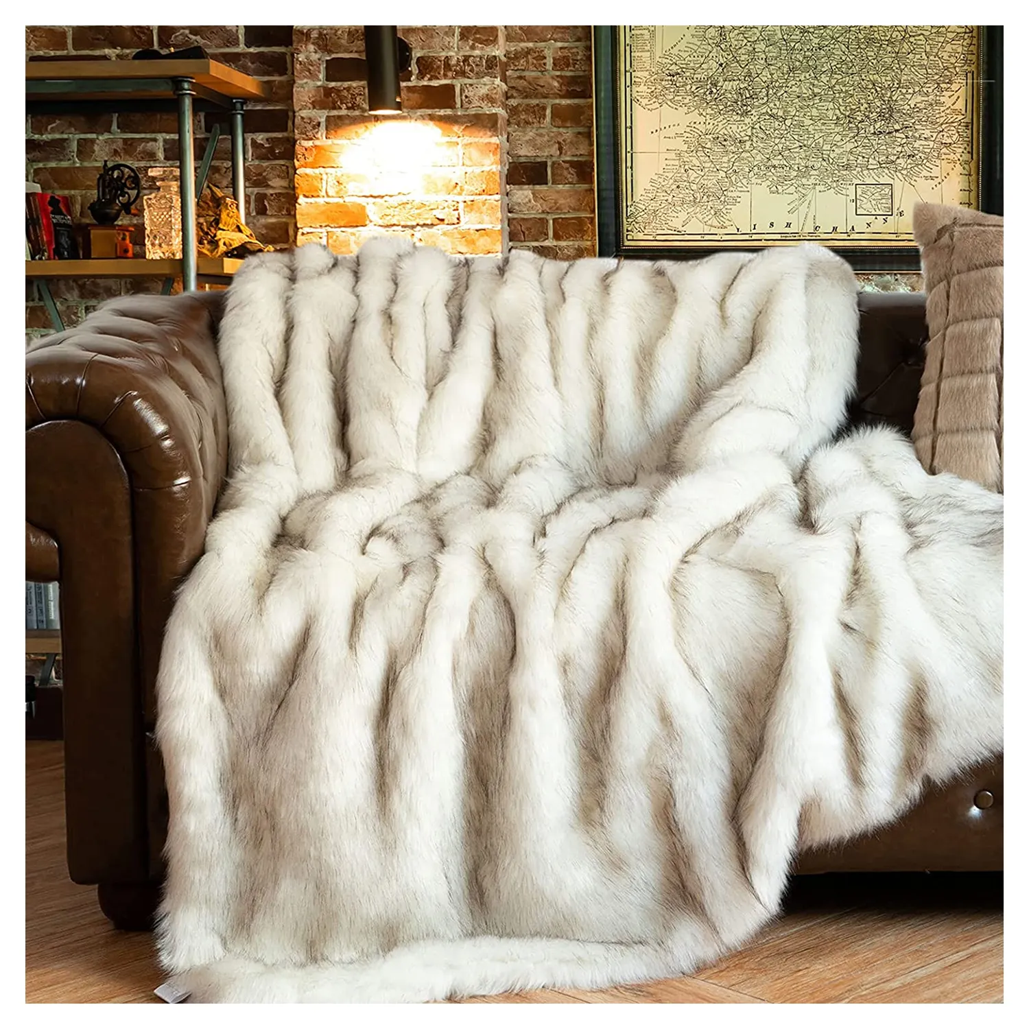 270 x 270 cm Heimdekor Sofa-Bett Luxus Deluxe zeitgenössische Nachahmung Volles Fox-Fell Haut wasserdichte Hundedecke