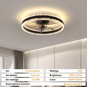 Ventilador de Techo Eléctrico Moderno de Alta Calidad con Montaje Empotrado, Iluminación LED de 80, Motor de CC, 5 Aspas Metálicas, Control Remoto por Aplicación, Silencioso, para Hotel - Product Image 6