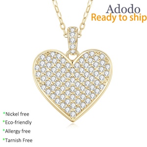 Factory Wholesale Eco-friendly Copper 14k Gold Filled Full Insert 5a Zircon Jewelry Women's Big Heart <b>Locket</b> Necklace - Product Image 1