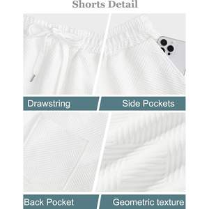 กางเกงขาสั้นลำลองผู้ชายแบบมีเชือกผูกเอว 7 นิ้ว เนื้อผ้ามีลาย เหมาะสำหรับใส่เล่นน้ำชายหาดในฤดูร้อน มีกระเป๋า - Product Image 3