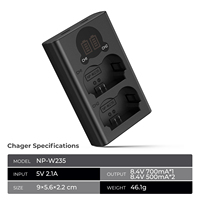 Pengisi Daya Baterai Kamera K&F Concept Dual Slot Type-C Quick Charger NP-W235 untuk Fujifilm X-T5, X-T4, GFX 100S, X-H2S