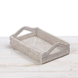 Plateau de service rond en rotin tissé à la main du Vietnam, panier de rangement vintage avec poignée, écologique et durable, couleur et taille personnalisables - Product Image 2