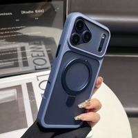 Coque de téléphone personnalisée en PC mat translucide avec logo, support magnétique antidérapant en TPU, antichoc pour iPhone 17, 16, 15, 13 Pro
