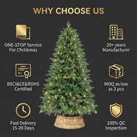 Nouvelle conception, arbre de Noël artificiel pré-éclairé en PE vert de haute qualité, à charnières, en promotion, pour la décoration de la maison et des fêtes
