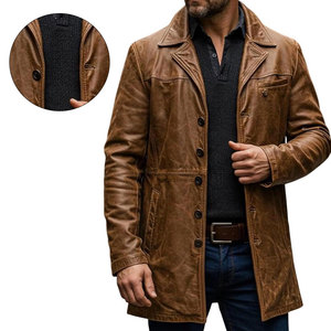 Ventes en gros de manteaux pour hommes en cuir véritable de haute qualité, vêtements d'extérieur tendance pour l'hiver, manteaux en cuir pour hommes personnalisés avec logo - Product Image 6